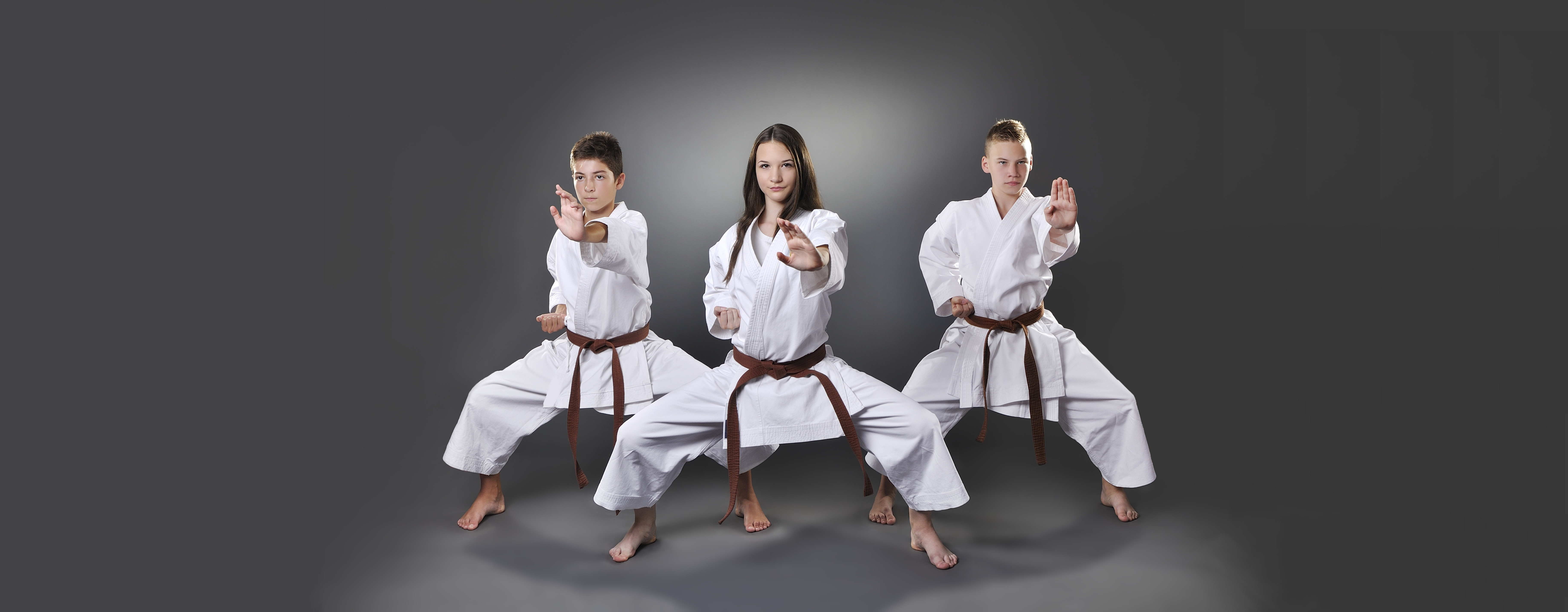 Hintergrundbild mit drei Karateka